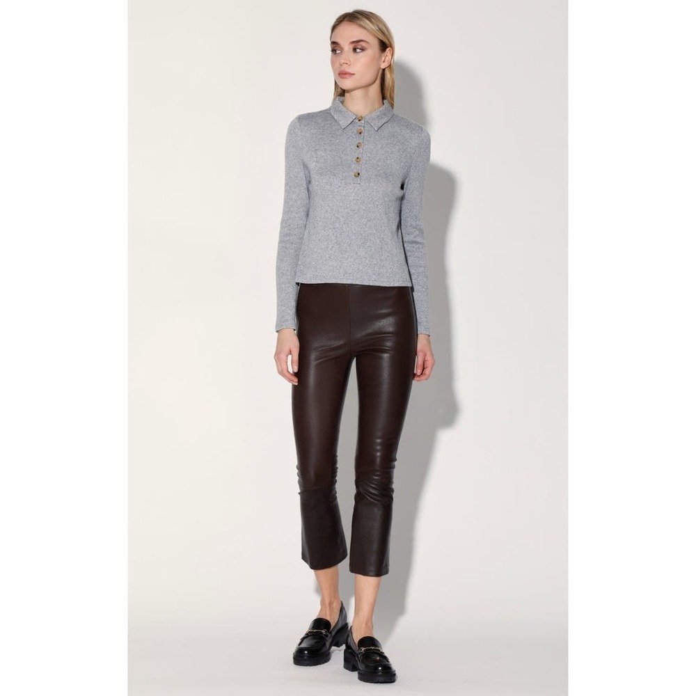 Walter Baker Stretch Lamb Leather Lori Pant Pull-On Mocha Black Size L NWT